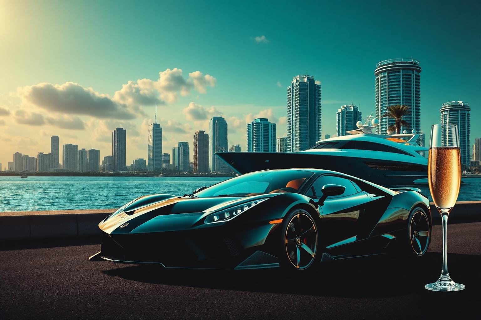 A Miami trip built by NOIRE — supercar, yacht and skyline